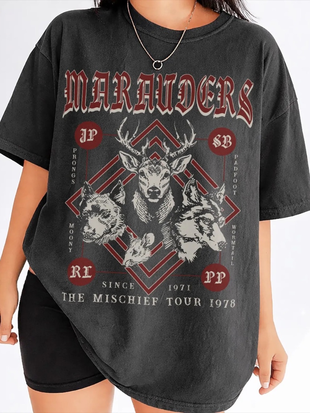 Comfort Colors Marauders Graphic Tee in Pepper and Red